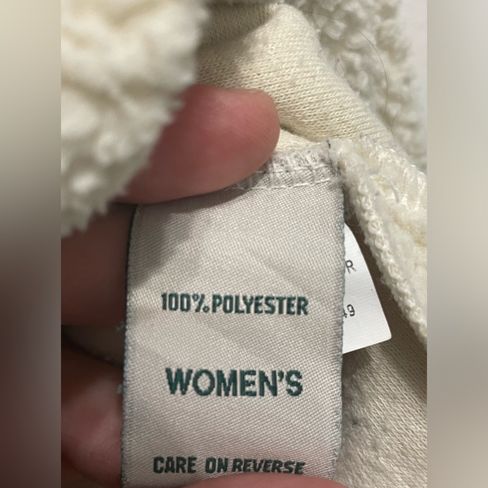 L.L. Bean Women’s Sherpa Fleece Pullover Jacket Sweater Off White Large - Picture 6 of 9